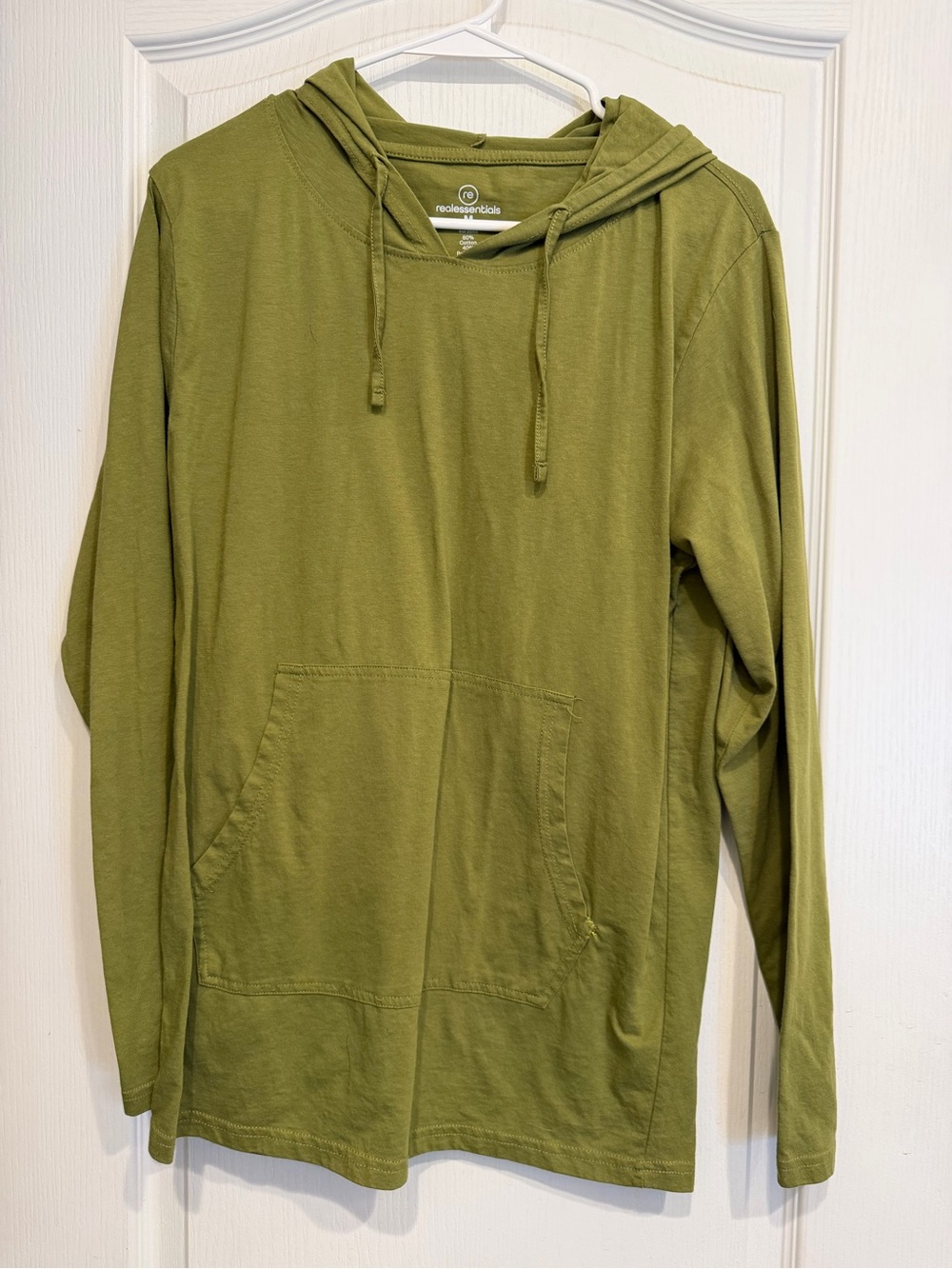Real Essentials Olive Green Lightweight Hoodie Pullover